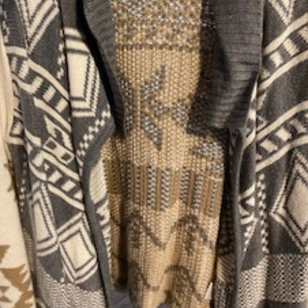 Pink Rose Multi-Color Geometric Pattern Cardigan